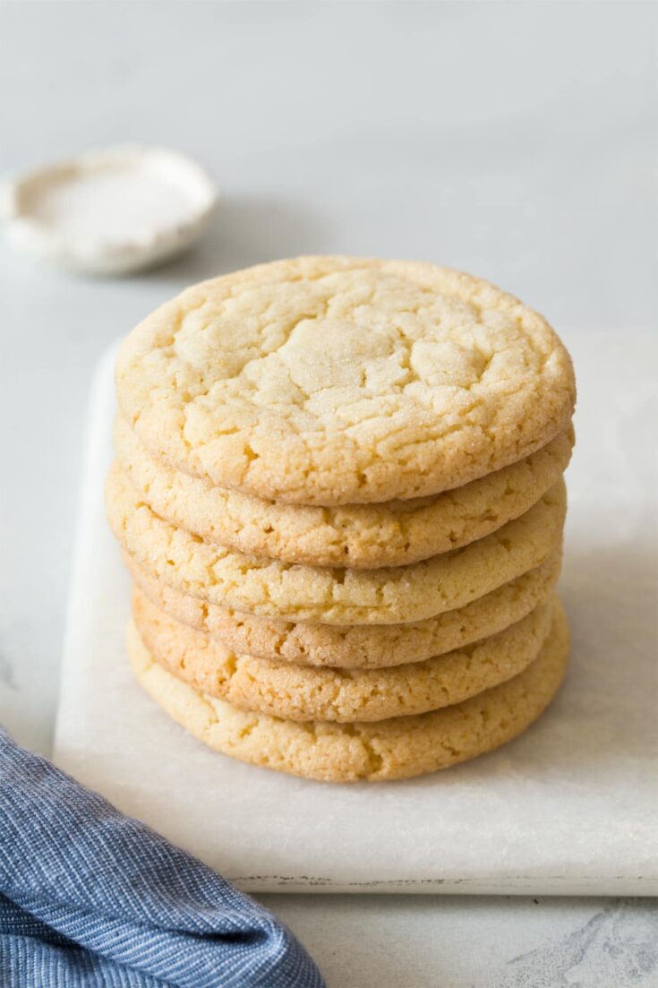 Sugar cookies stacked on top of one another